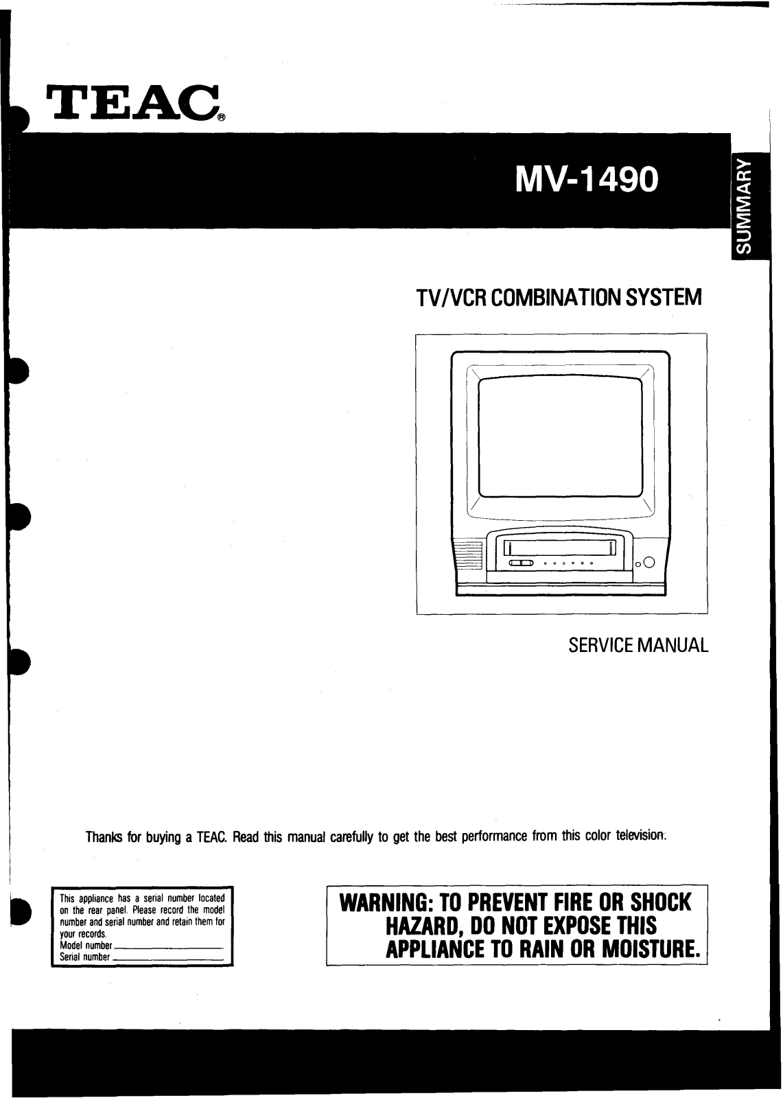 TEAC MV-1490 Service manual