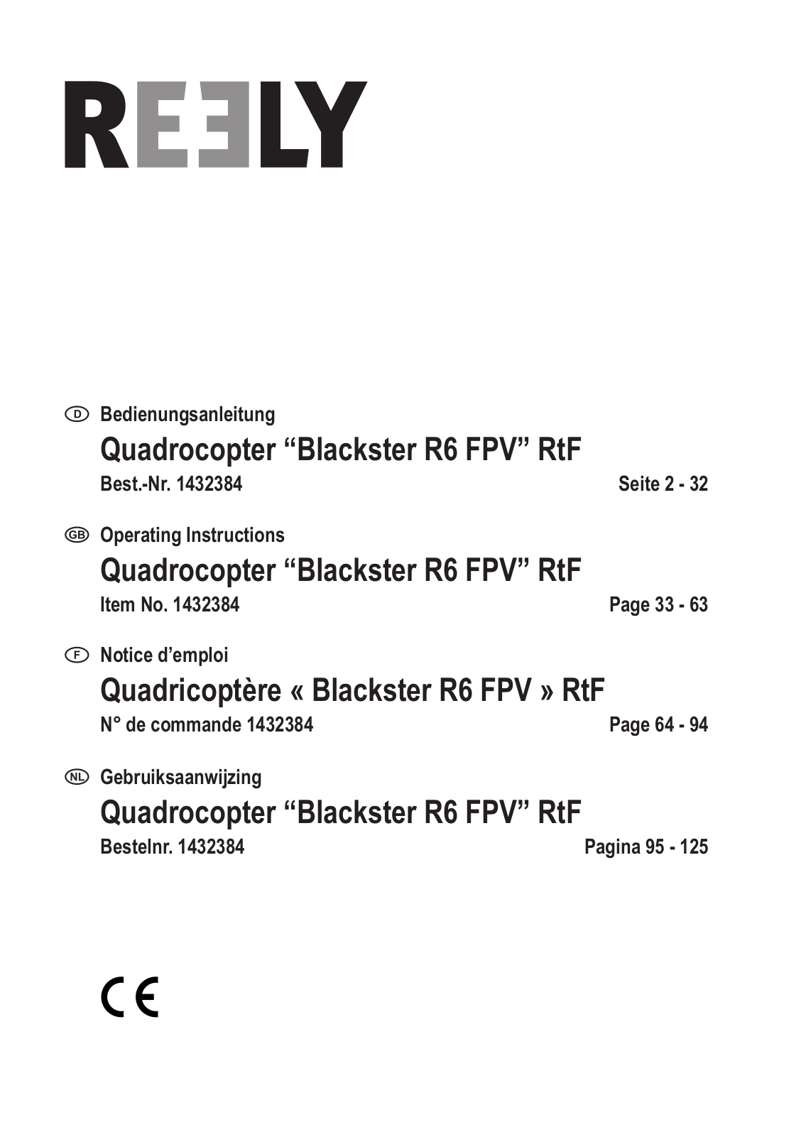 Reely Blackster R6 FPV User manual