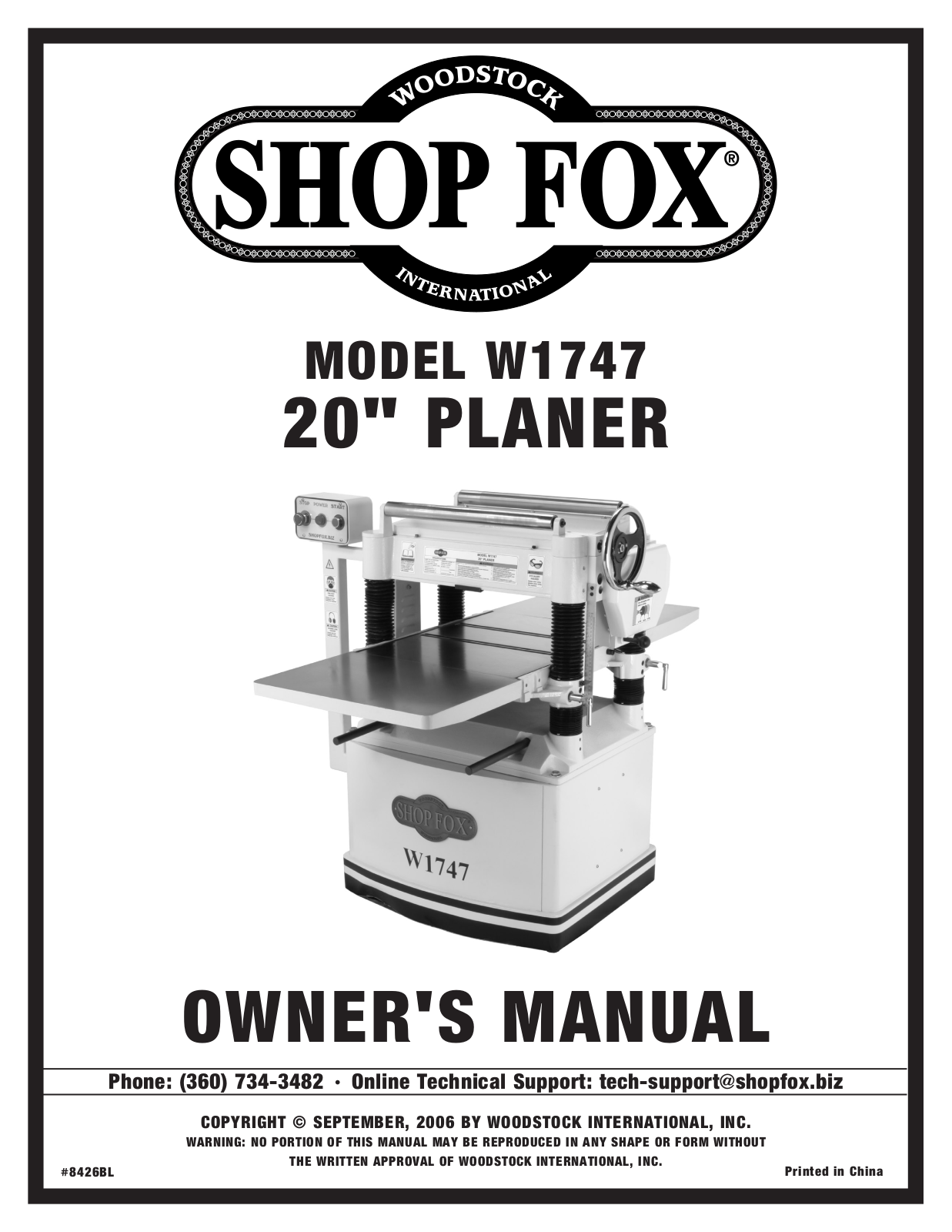 Shop fox W1747 User Manual