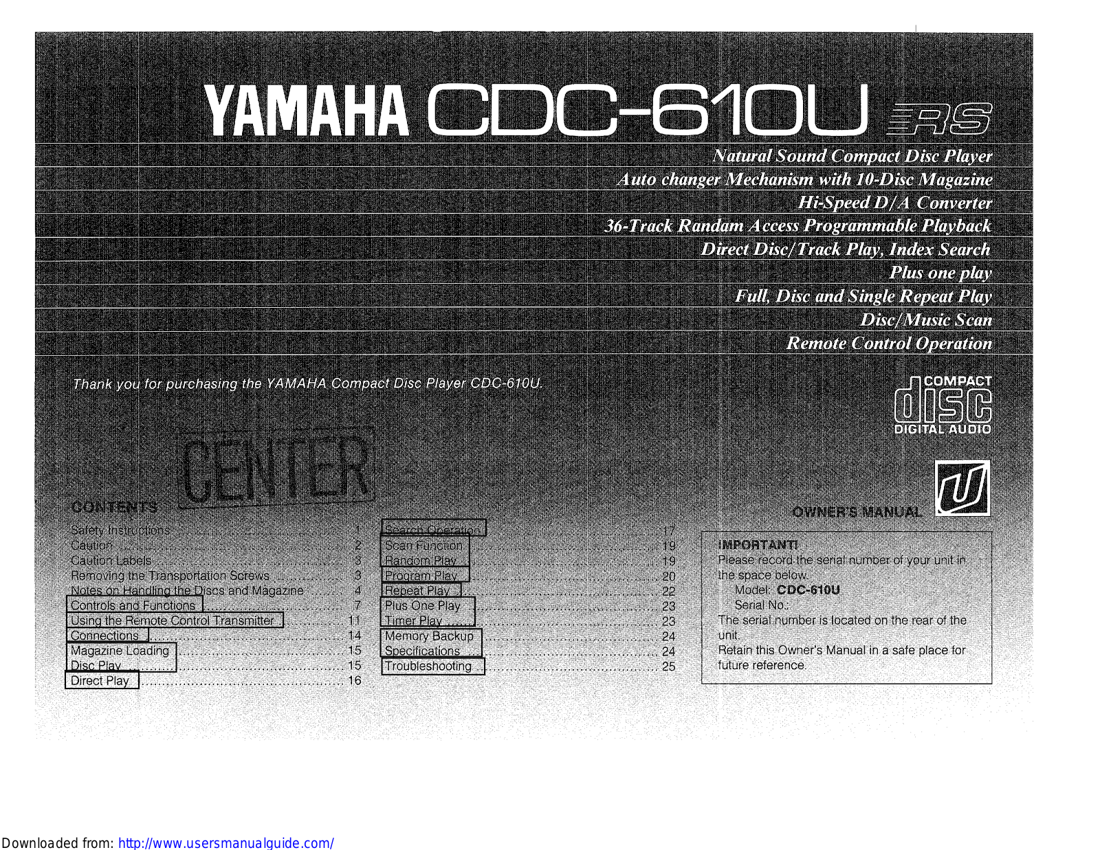 Yamaha Audio CDC-610 User Manual
