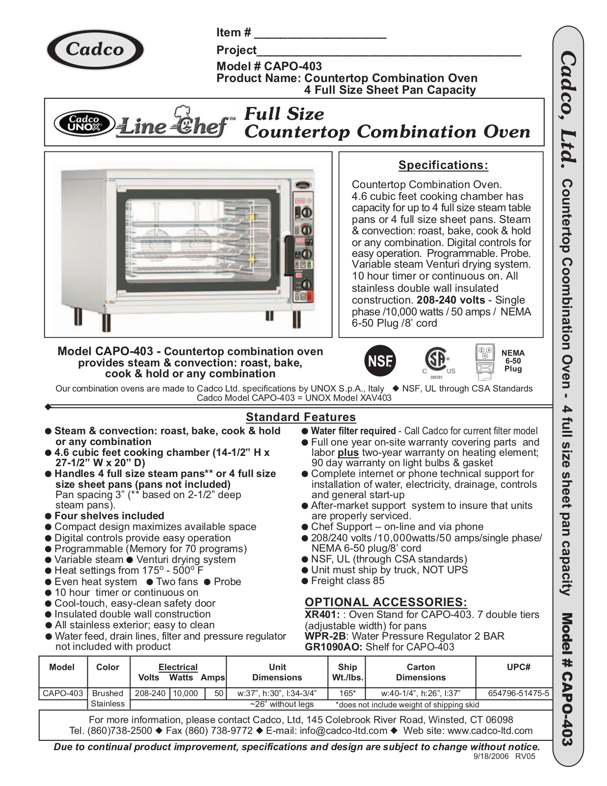 Cadco CAPO-403 User Manual