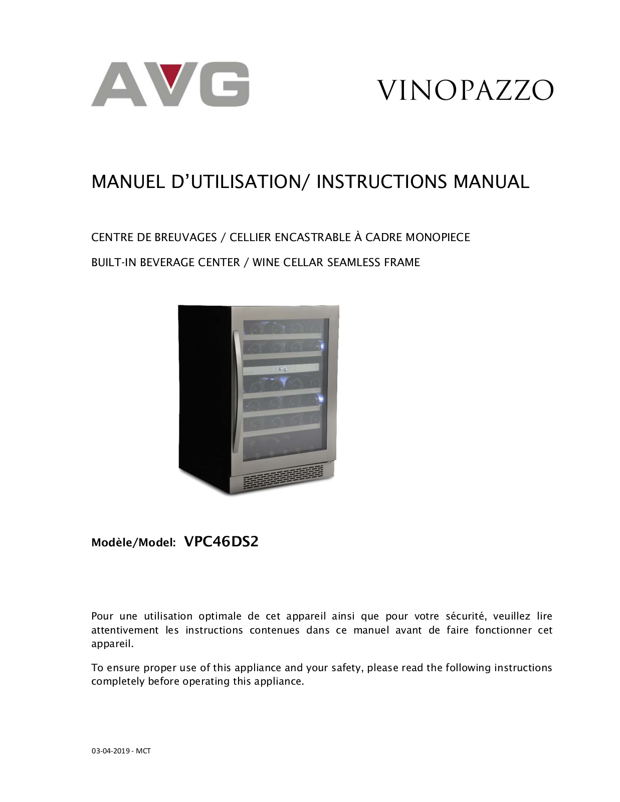 AVG VPC46DS2 INSTRUCTIONS MANUAL