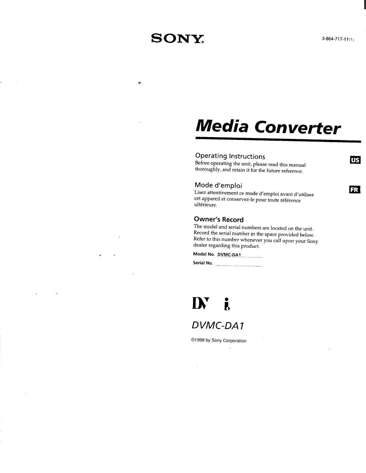 Sony DVMC-DA1 User Manual