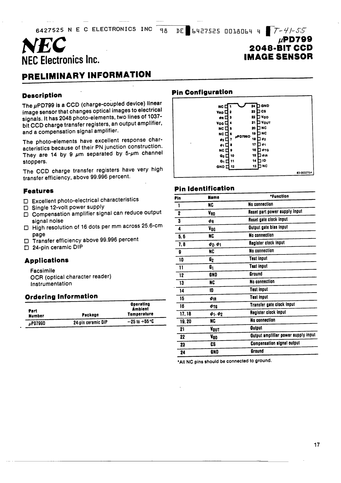 NEC UPD799D Datasheet