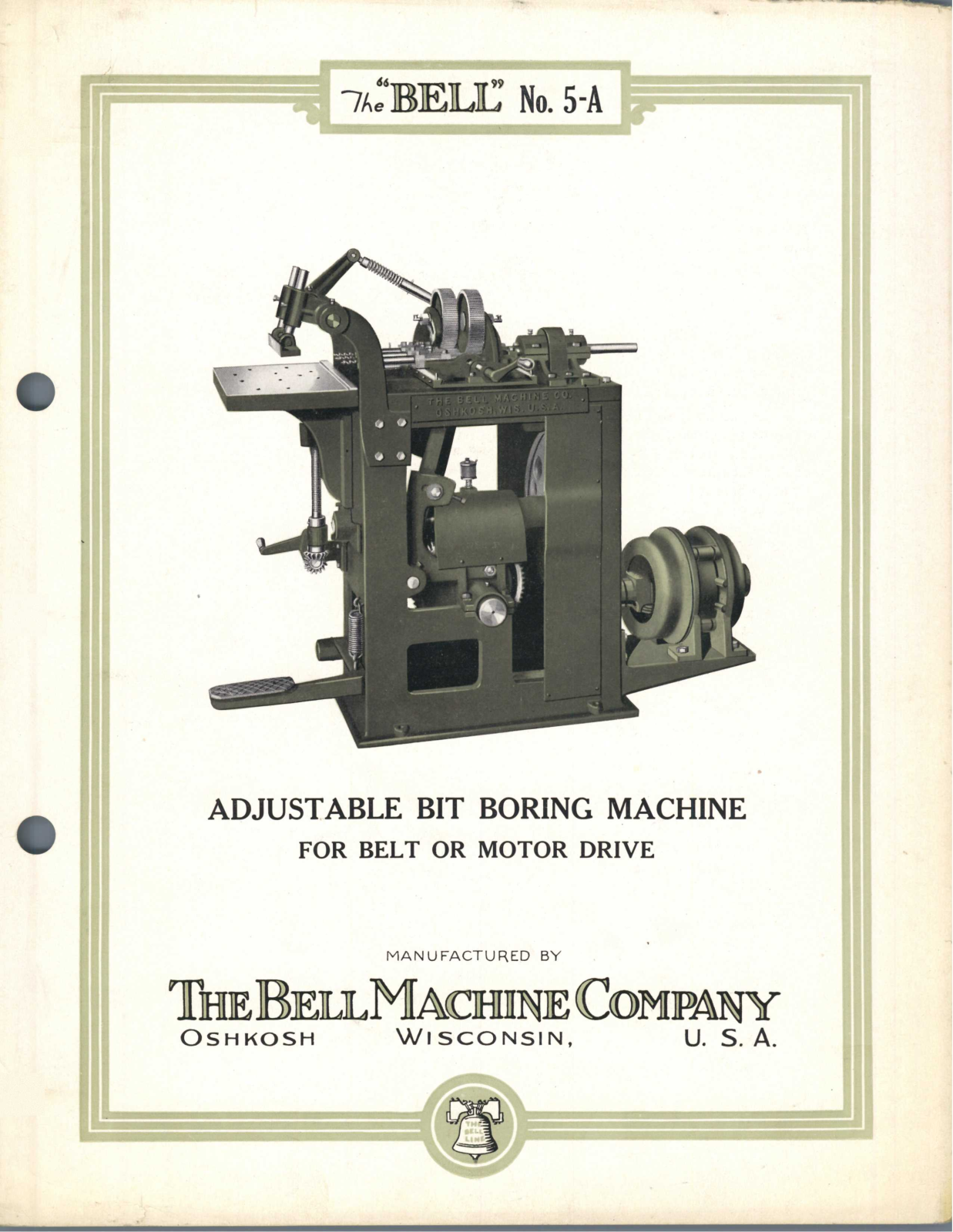 Bell Machine Bell No. 5-A Adjustable Bit Boring Machine Boring Machines - ManualMachine.com