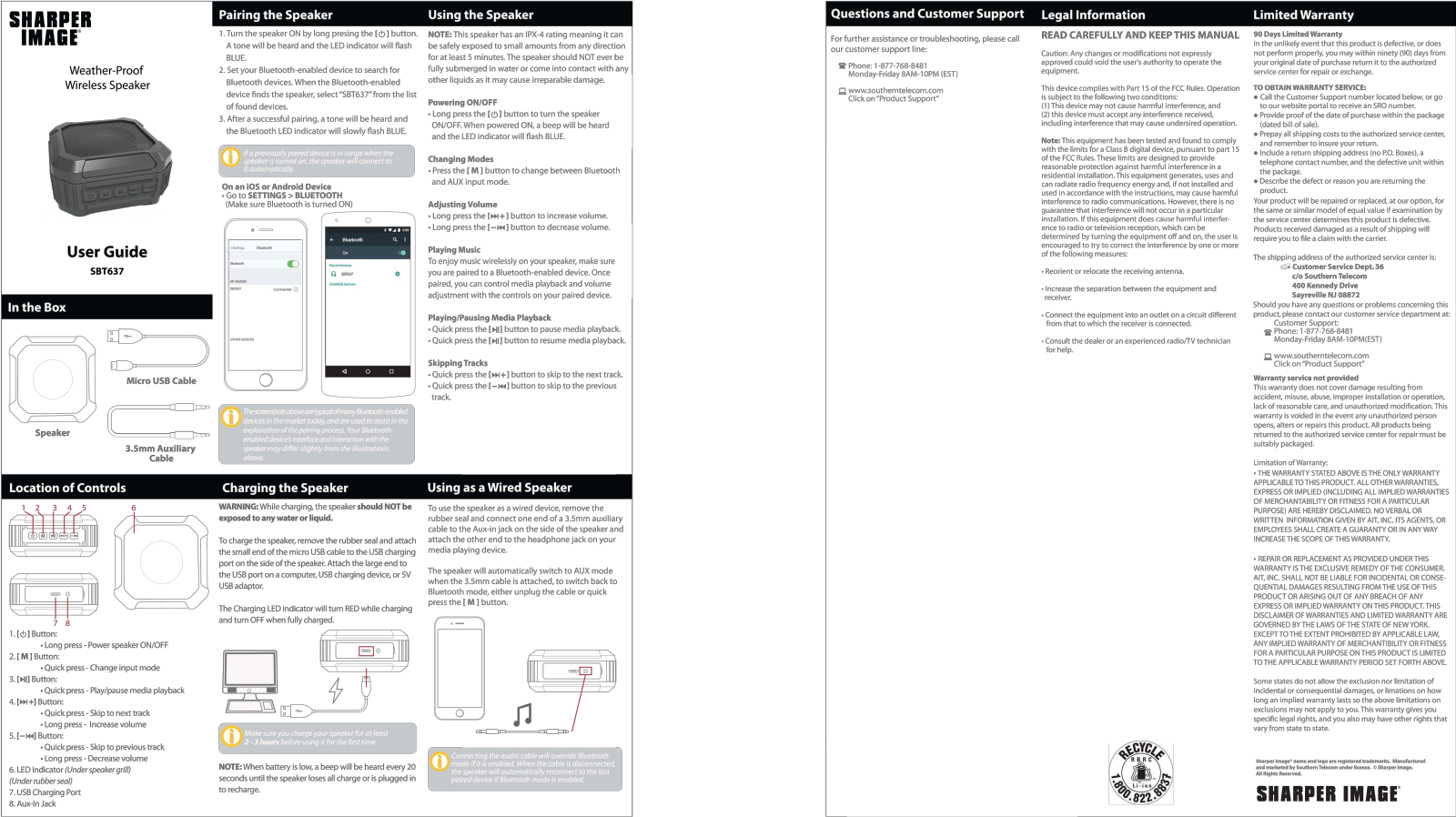 Sharper image SBT637 User Manual