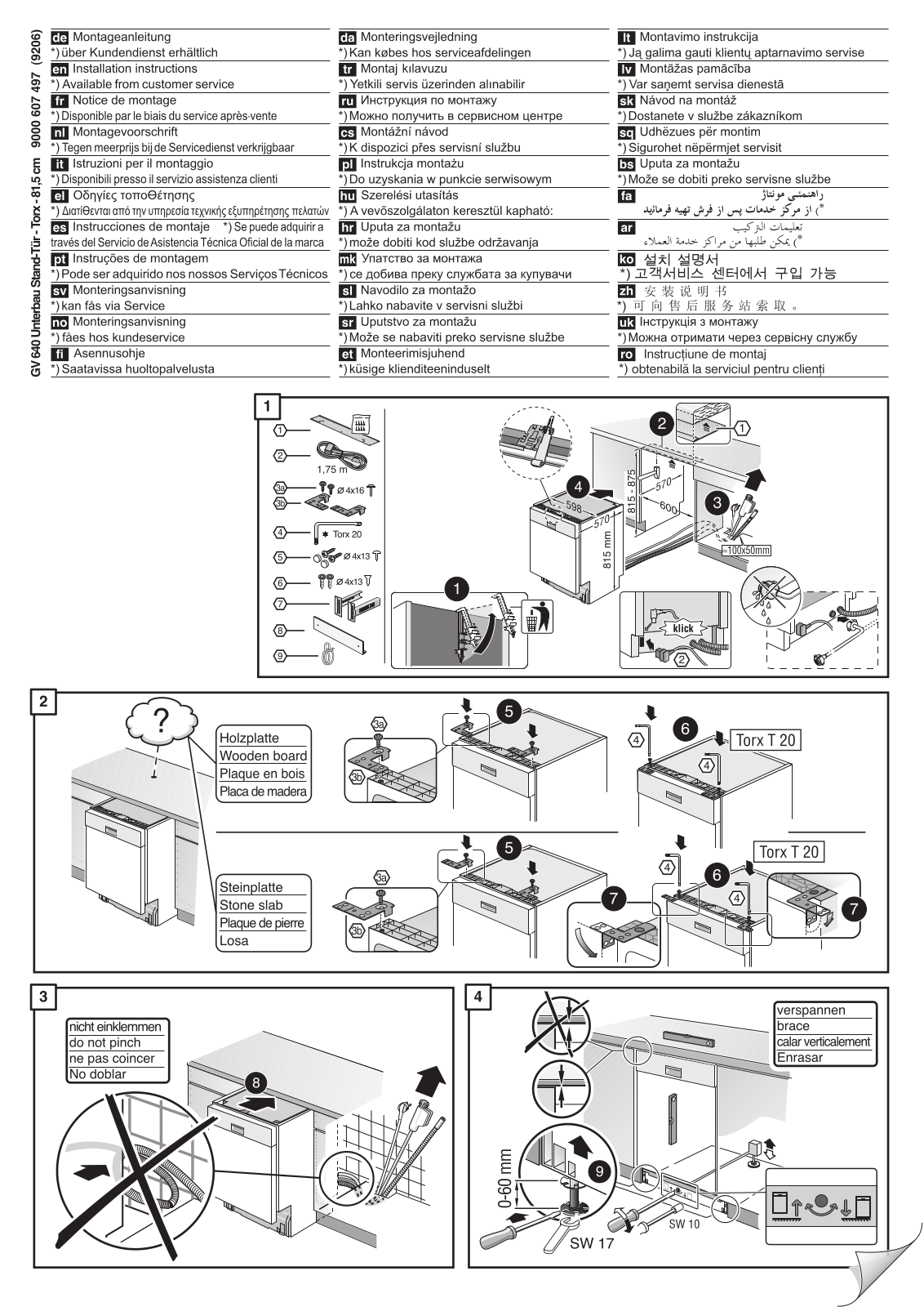 Bosch SMU50E65AU Installation Instructions