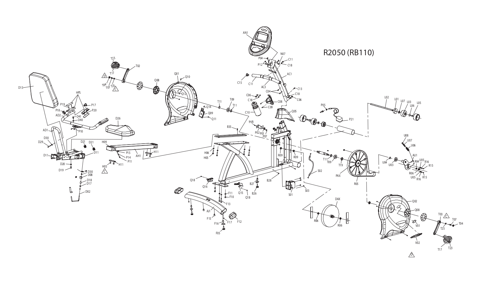 Horizon Fitness R2050, RB110 Exploded Diagram