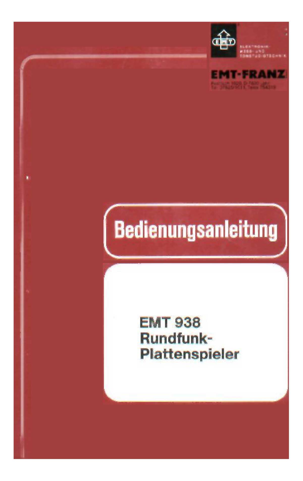 EMT 938 Service manual