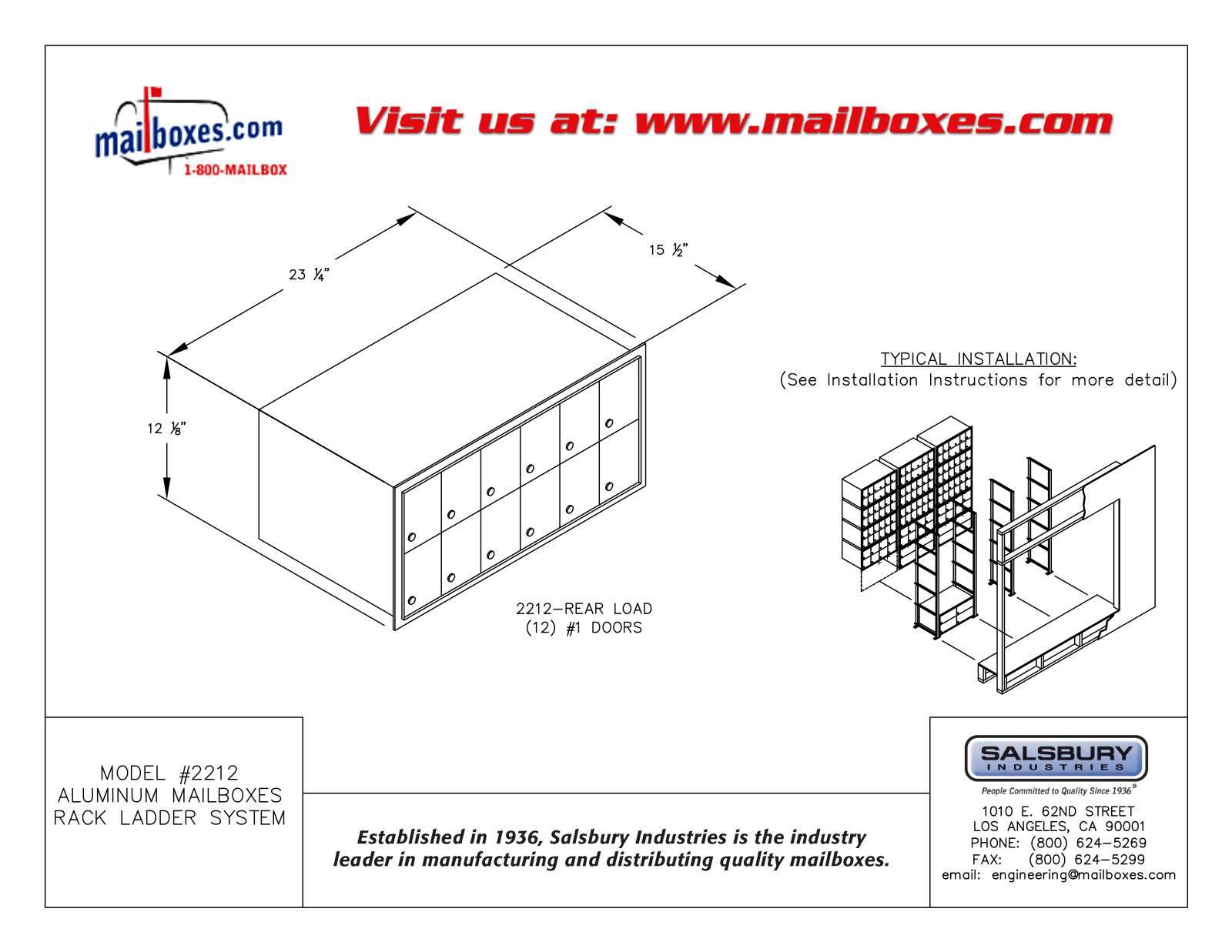 Salsbury Industries 2212 User Manual