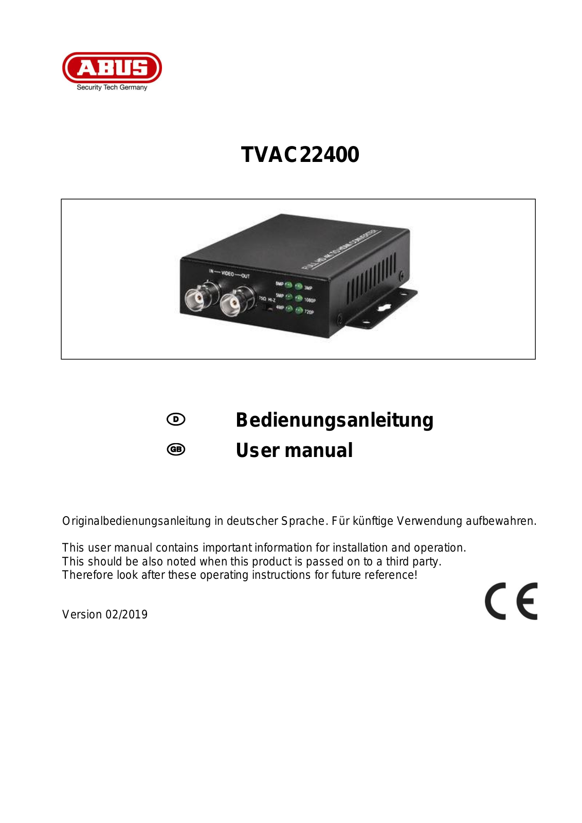 ABUS TVAC22400 User manual