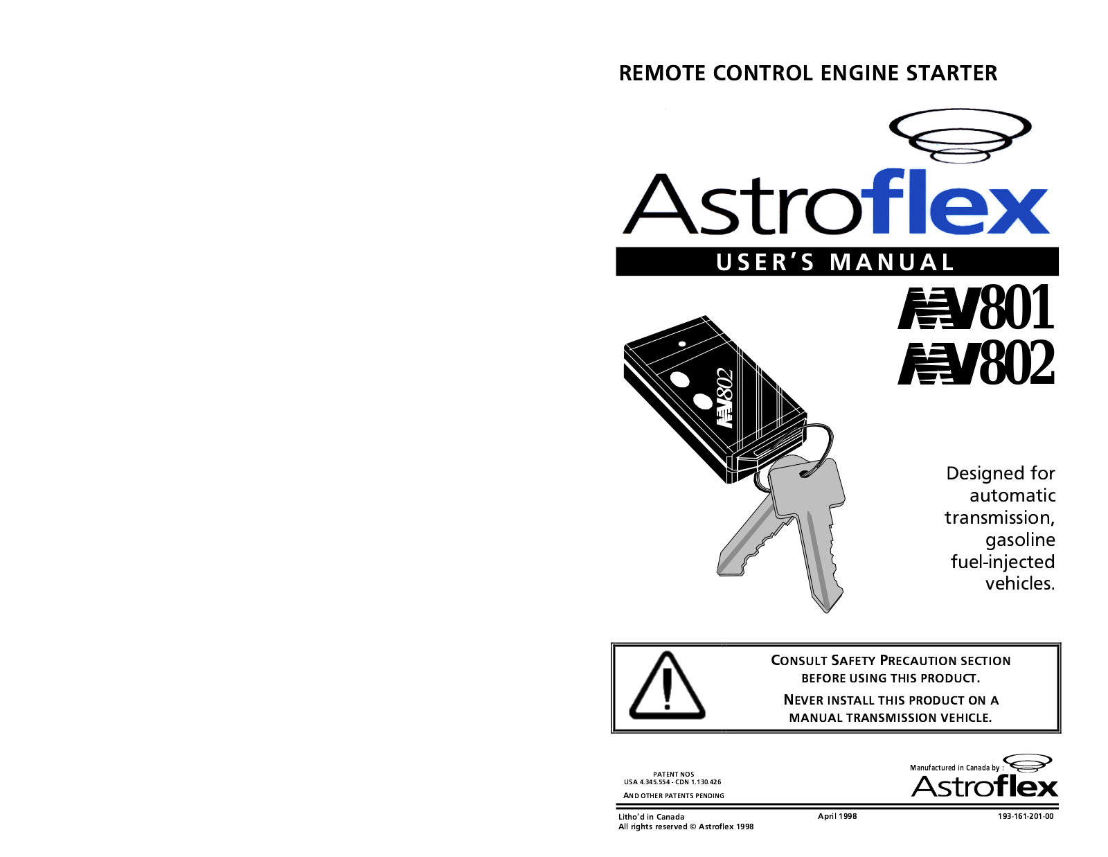 AstroStart MV-801, MV-802 User Manual