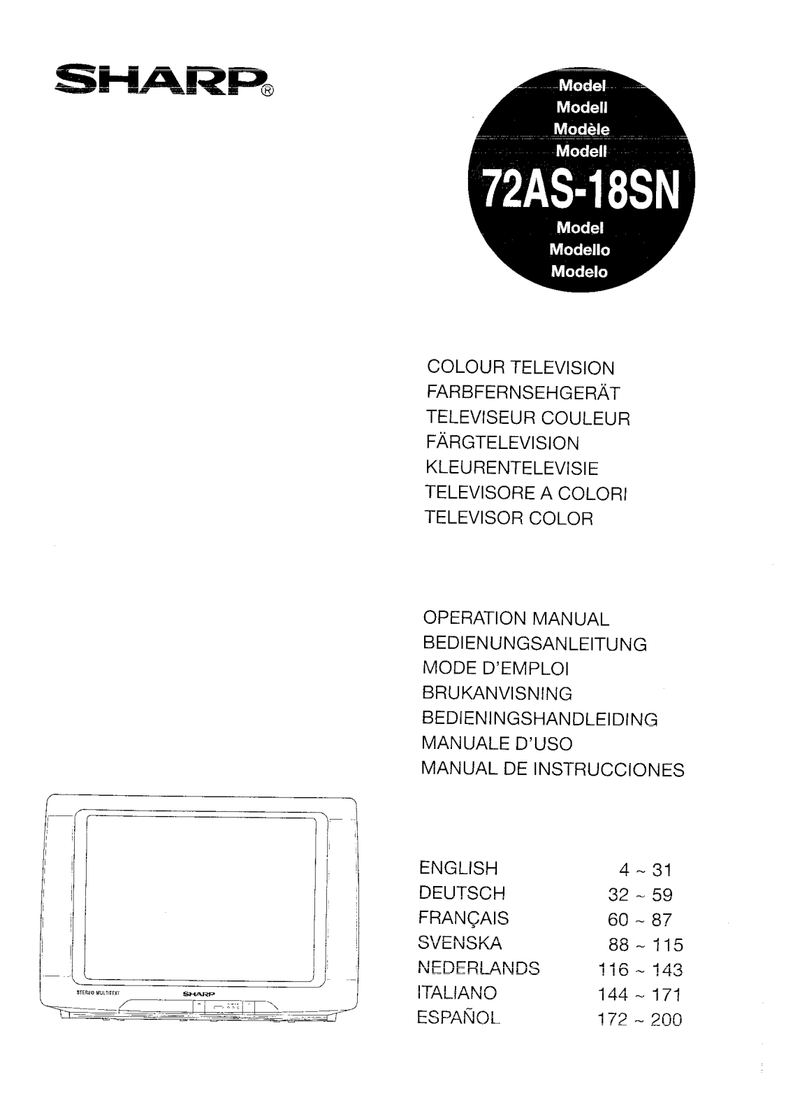 Sharp 72AS-18SN Operation Manual