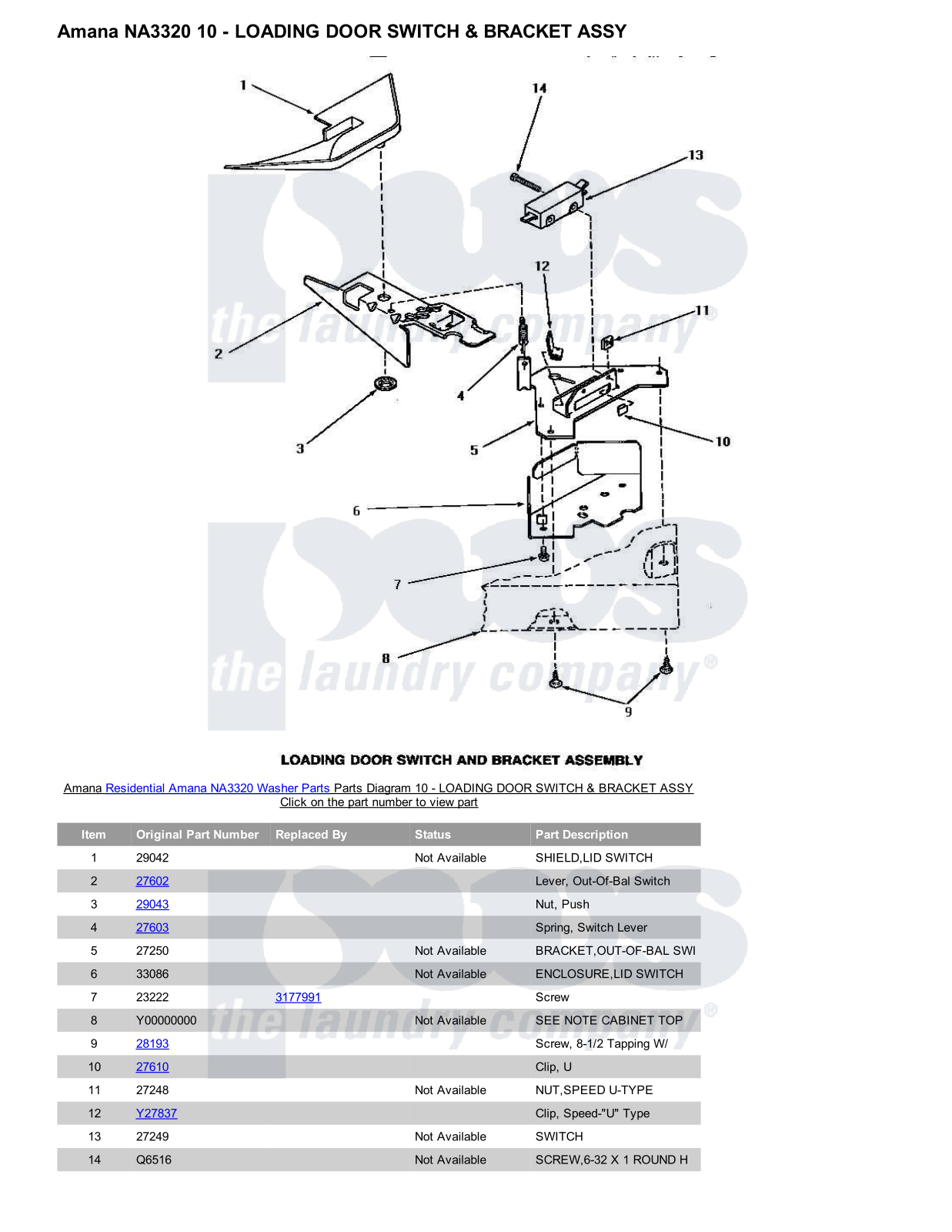 Amana NA3320 Parts Diagram