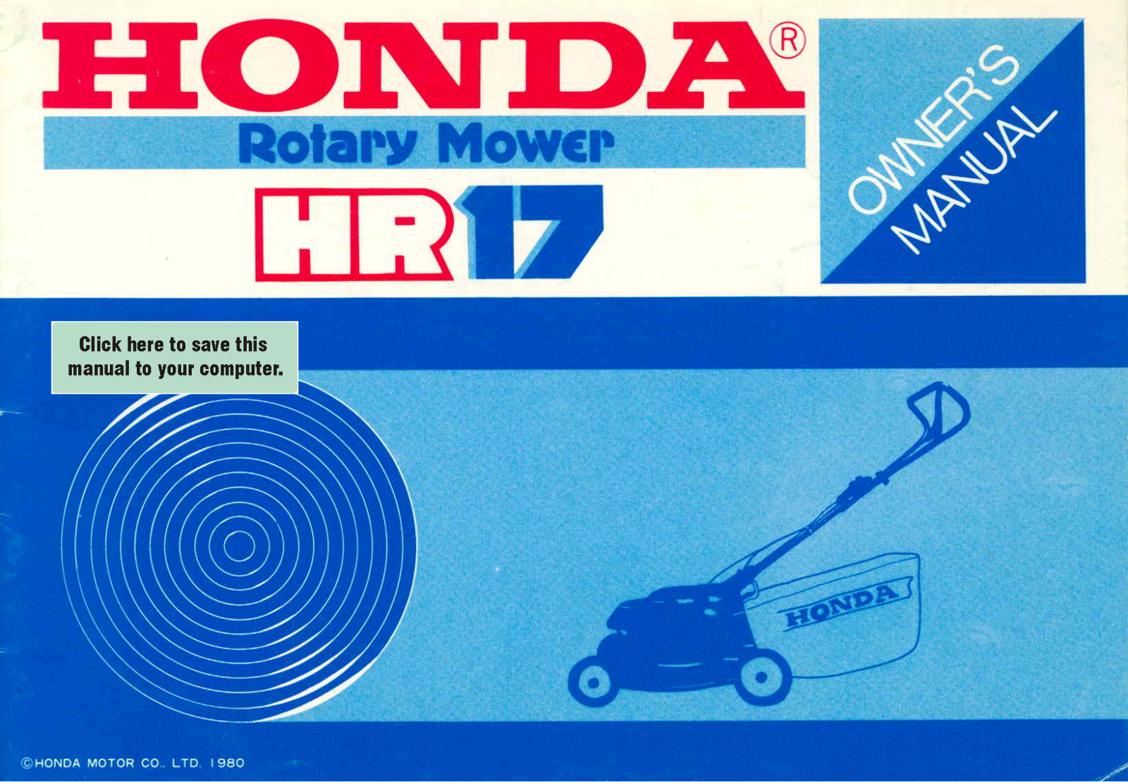 Honda HR17PDA, HR17PDAN Owner's Manual