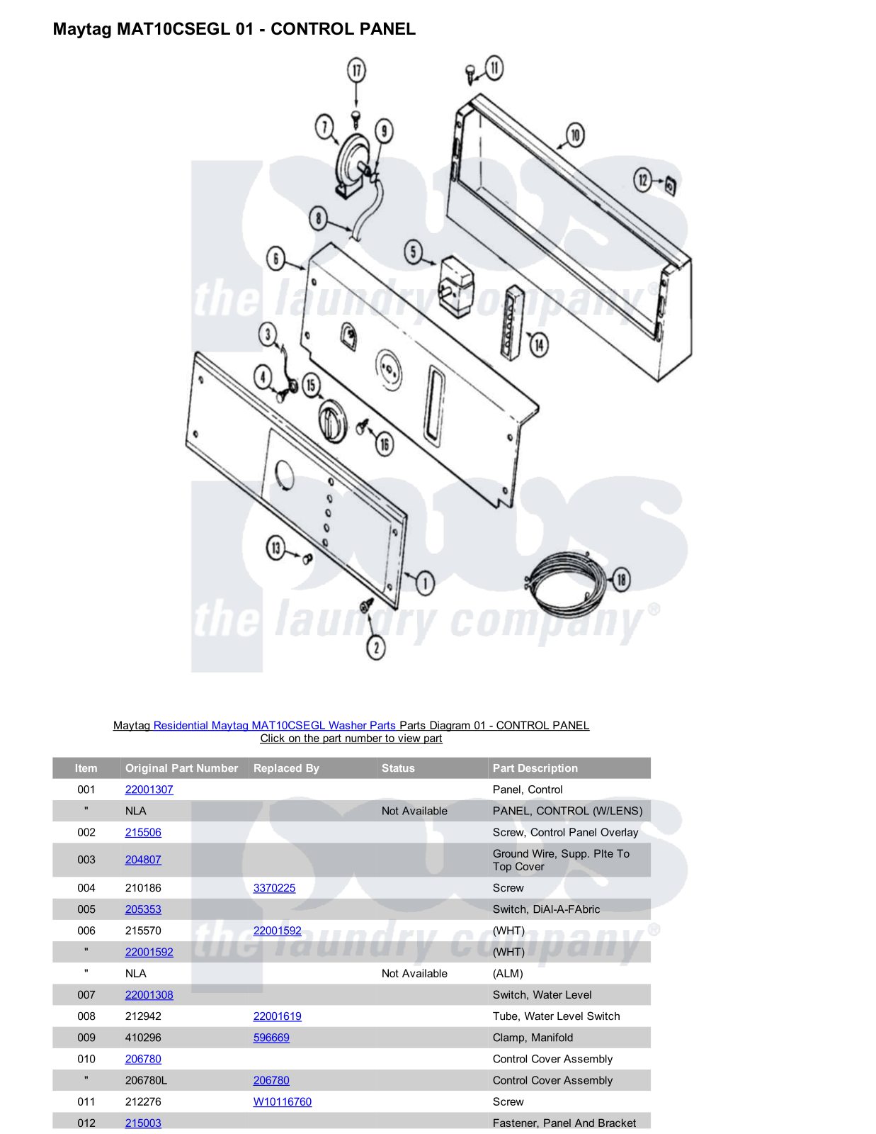 Maytag MAT10CSEGL Parts Diagram