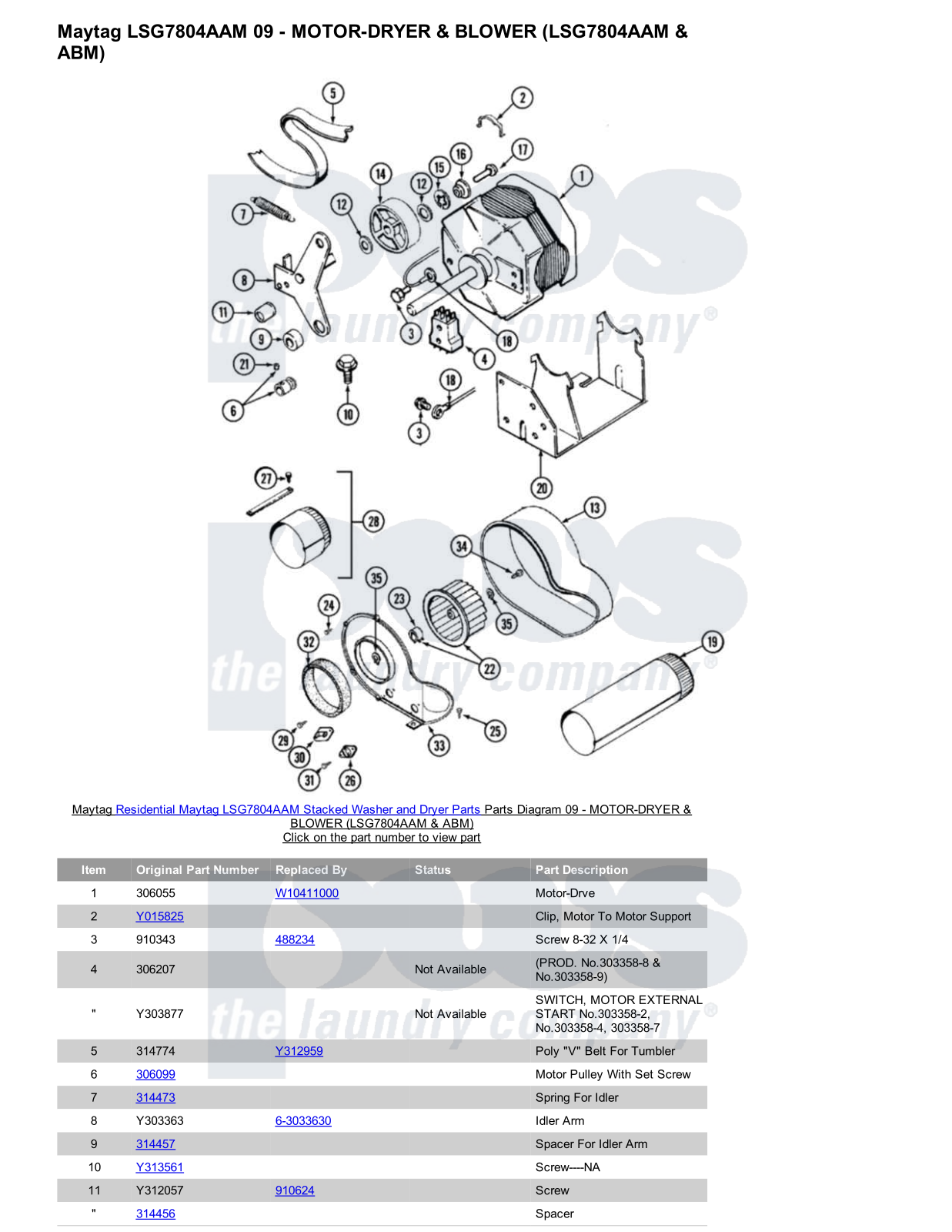 Maytag LSG7804AAM Stacked and Parts Diagram