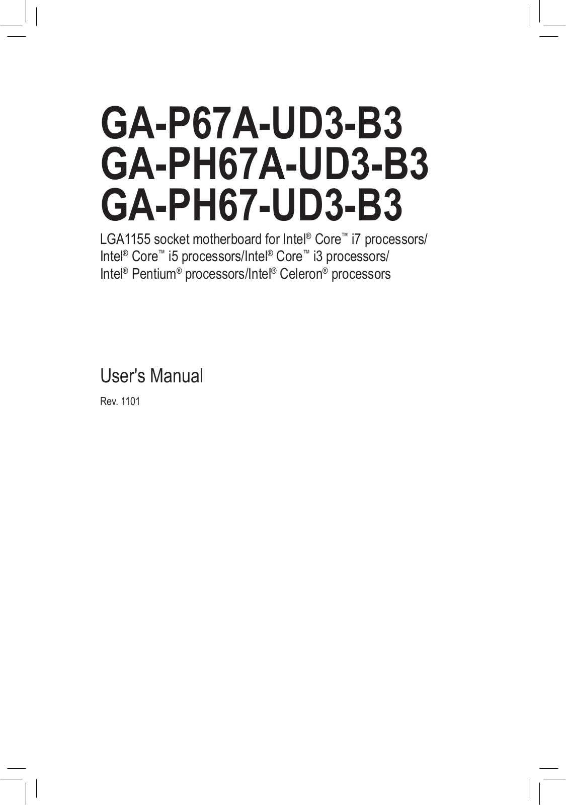 Gigabyte GA-P67A-UD3-B3 (rev. 1.1), GA-PH67-UD3-B3 (rev. 1.1), GA-PH67A-UD3-B3 (rev. 1.1) User Manual