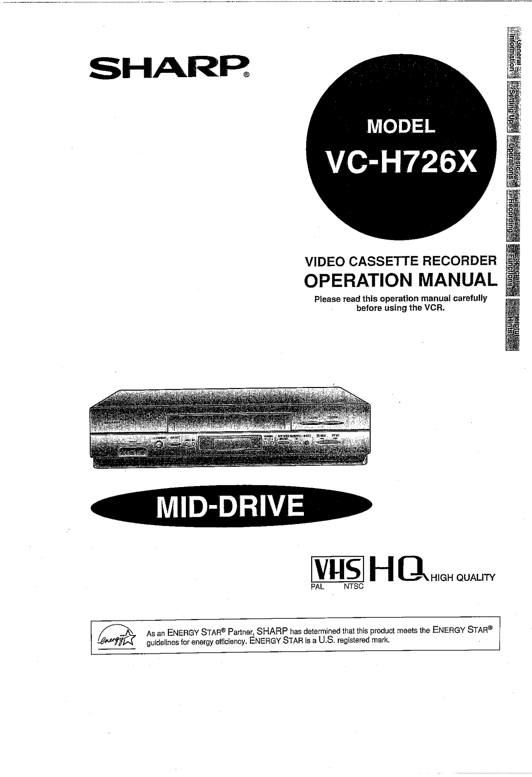 Sharp VC-H726X User Manual