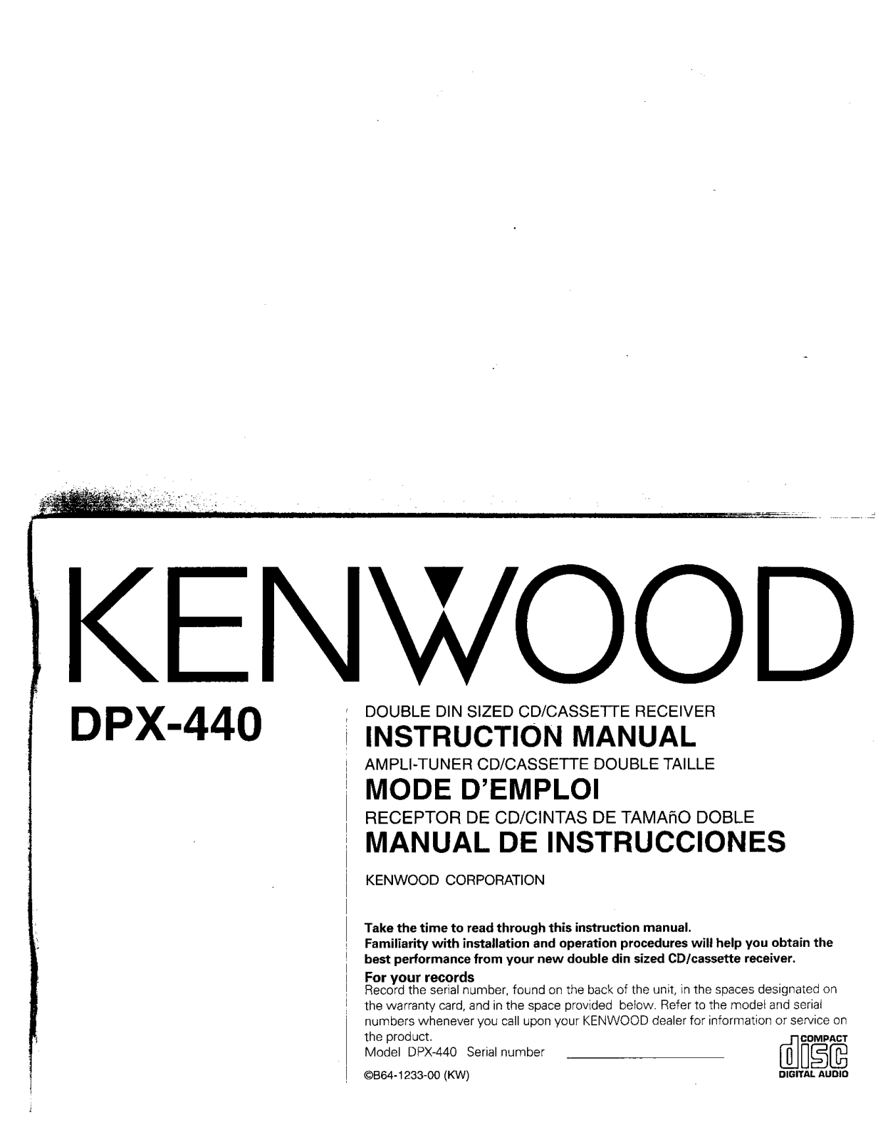 Kenwood DPX-440 Owner's Manual