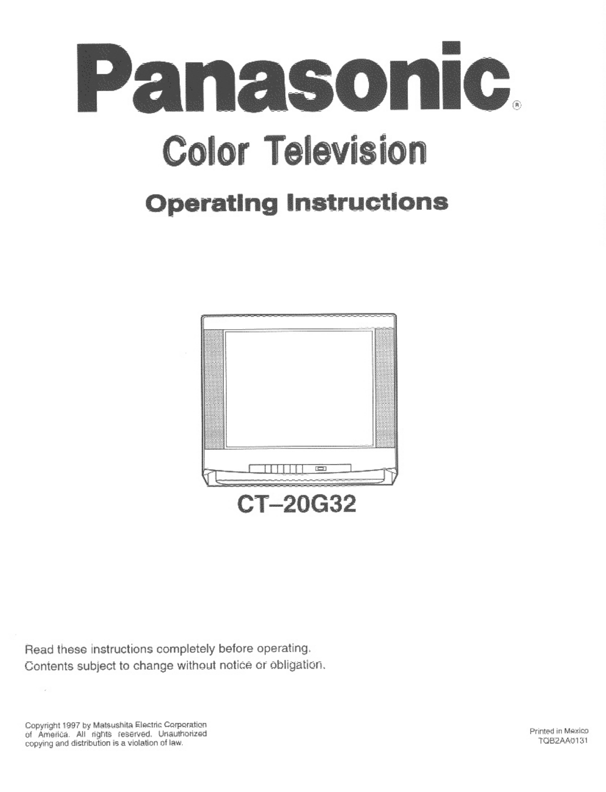 Panasonic CT-20G32V User Manual