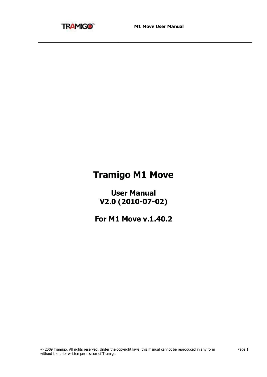 Tramigo M1 Move User guide