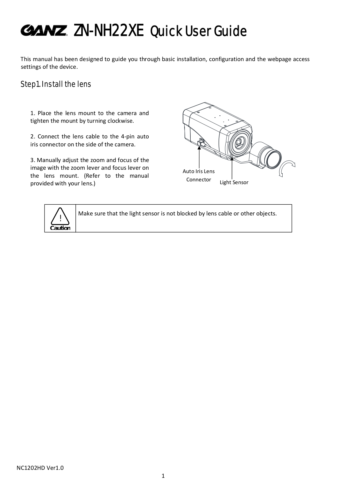 Ganz ZN-NH22XE User Manual