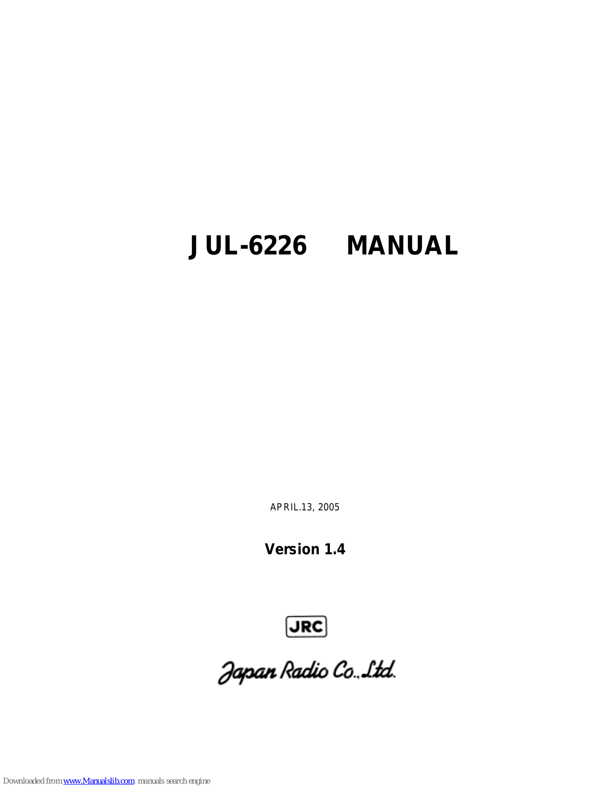 JRC JUL-6226, AP-IFU, AP-RFU, WT User Manual