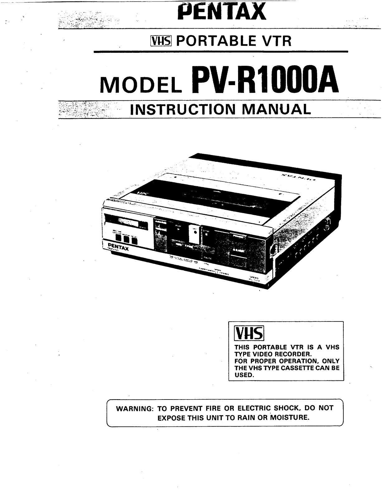 Pentax PVCR1000A User Manual