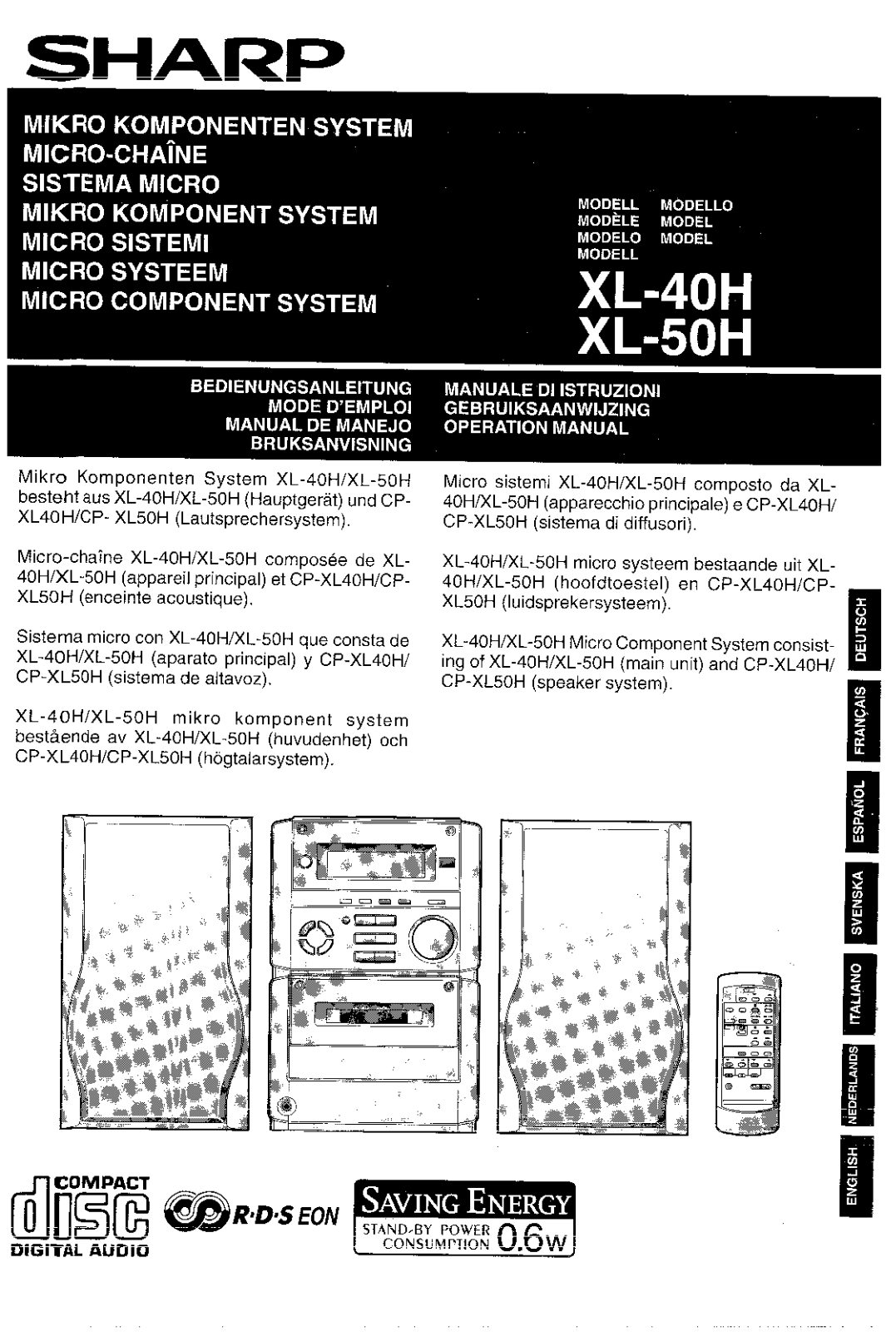 Sharp XL-40H, XL-50H User Manual