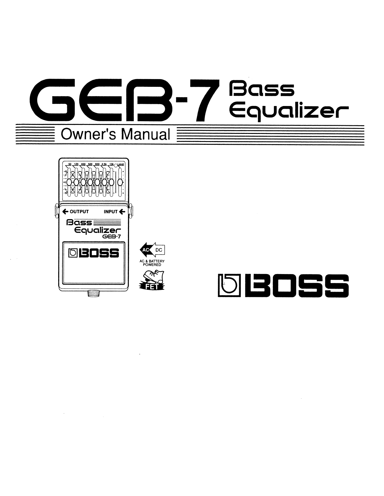 Roland Corporation GEB-7 Owner's Manual