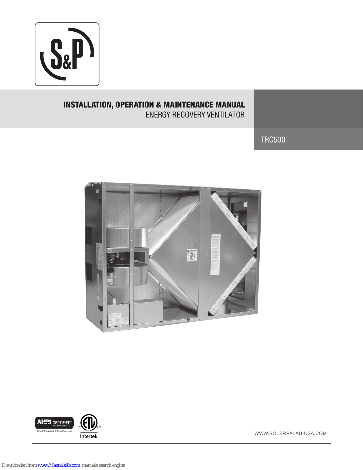 S&P TRC500 Installation, Operation & Maintenance Manual