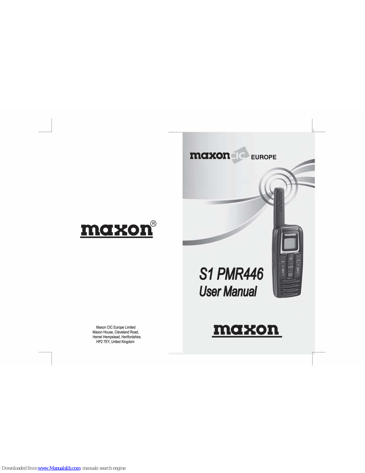 Maxon S1 PMR446 User Manual