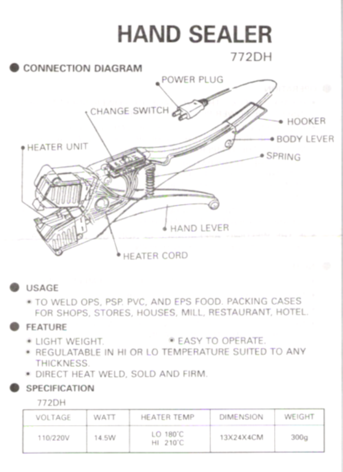 Heat Seal 772DH Installation  Manual