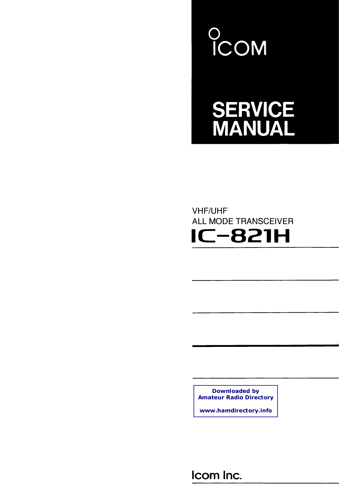 Icom IC821H, IC821HCKR User Manual