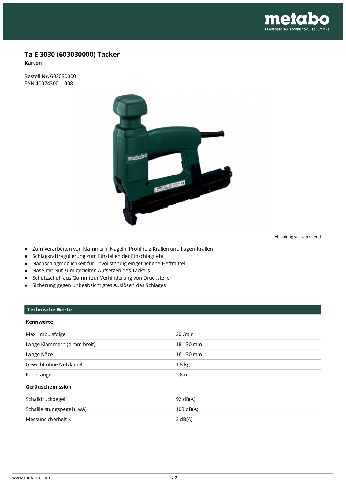 Metabo TA E 3030 User Manual