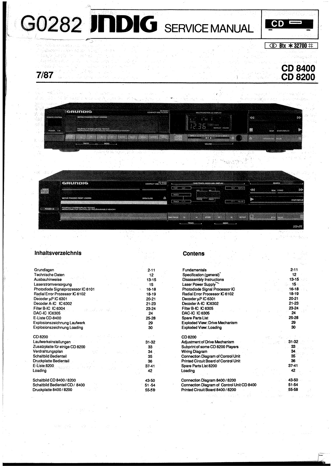 Grundig CD-8400 SM, CD-8200 SM Schematic