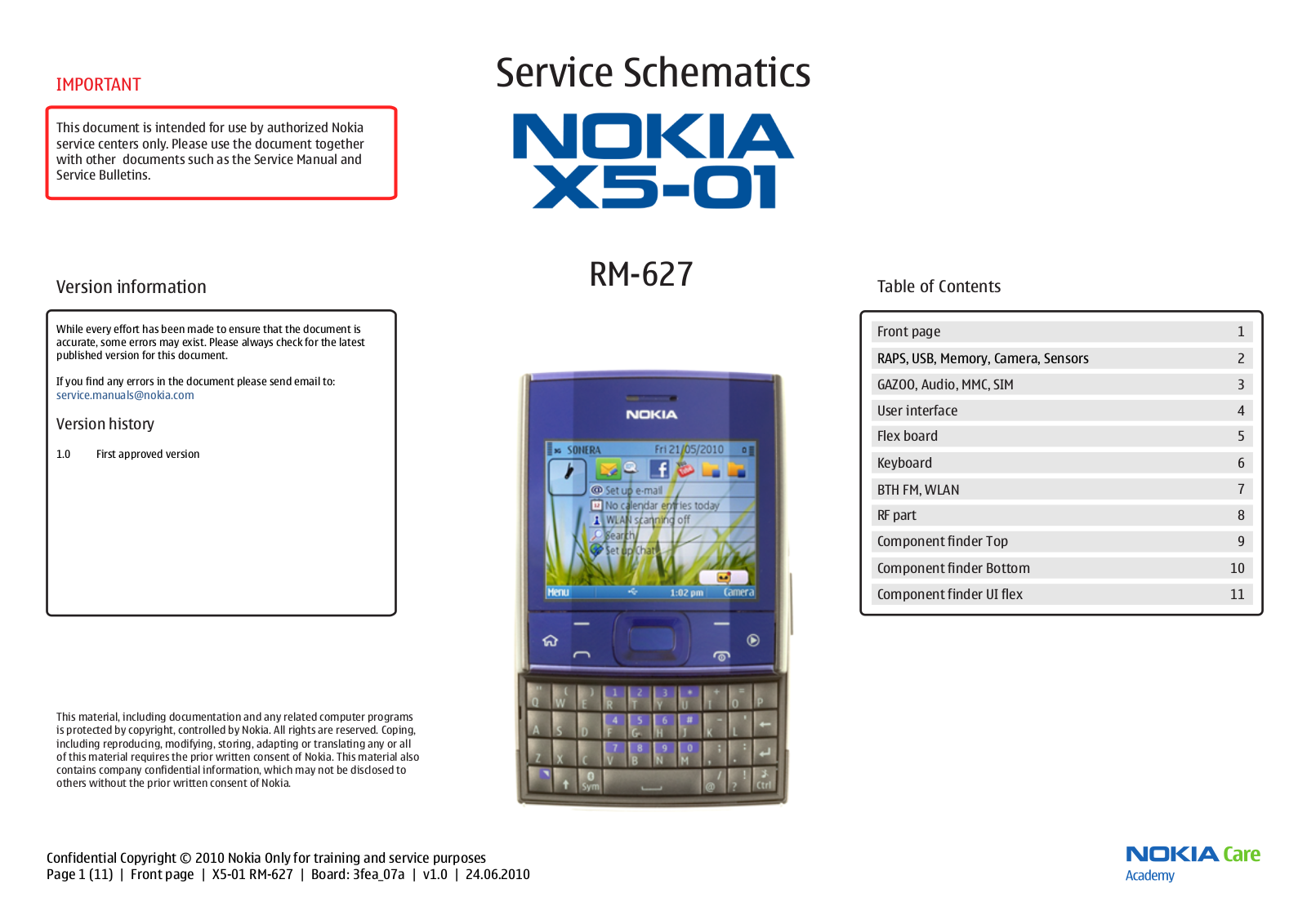 Nokia X5-01 RM-627 Schematic
