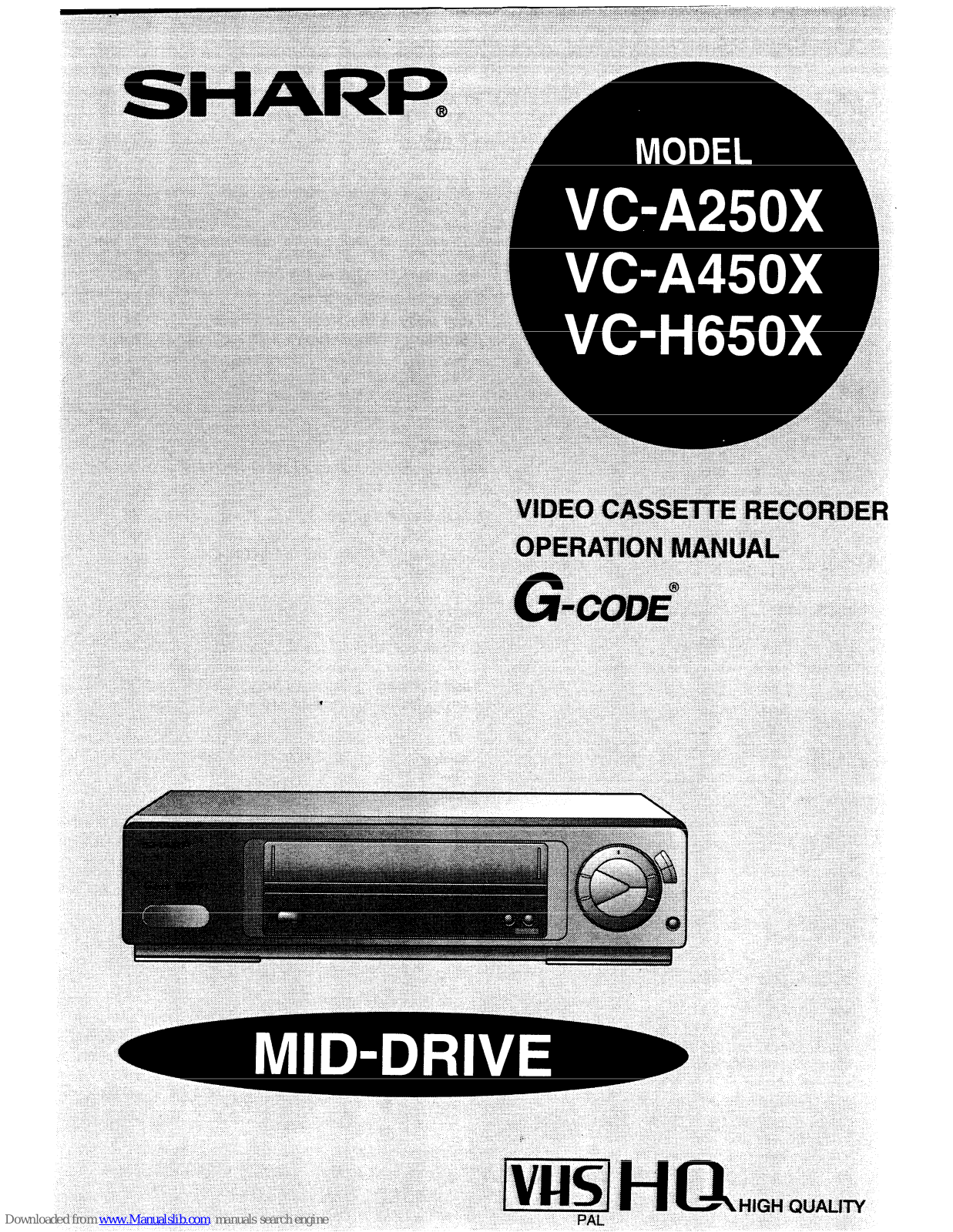 Sharp VC-A250X, VC-A450X, VC-H650X Operation Manual - ManualMachine.com