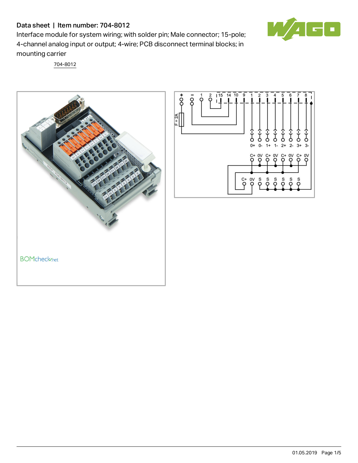 Wago 704-8012 Data Sheet