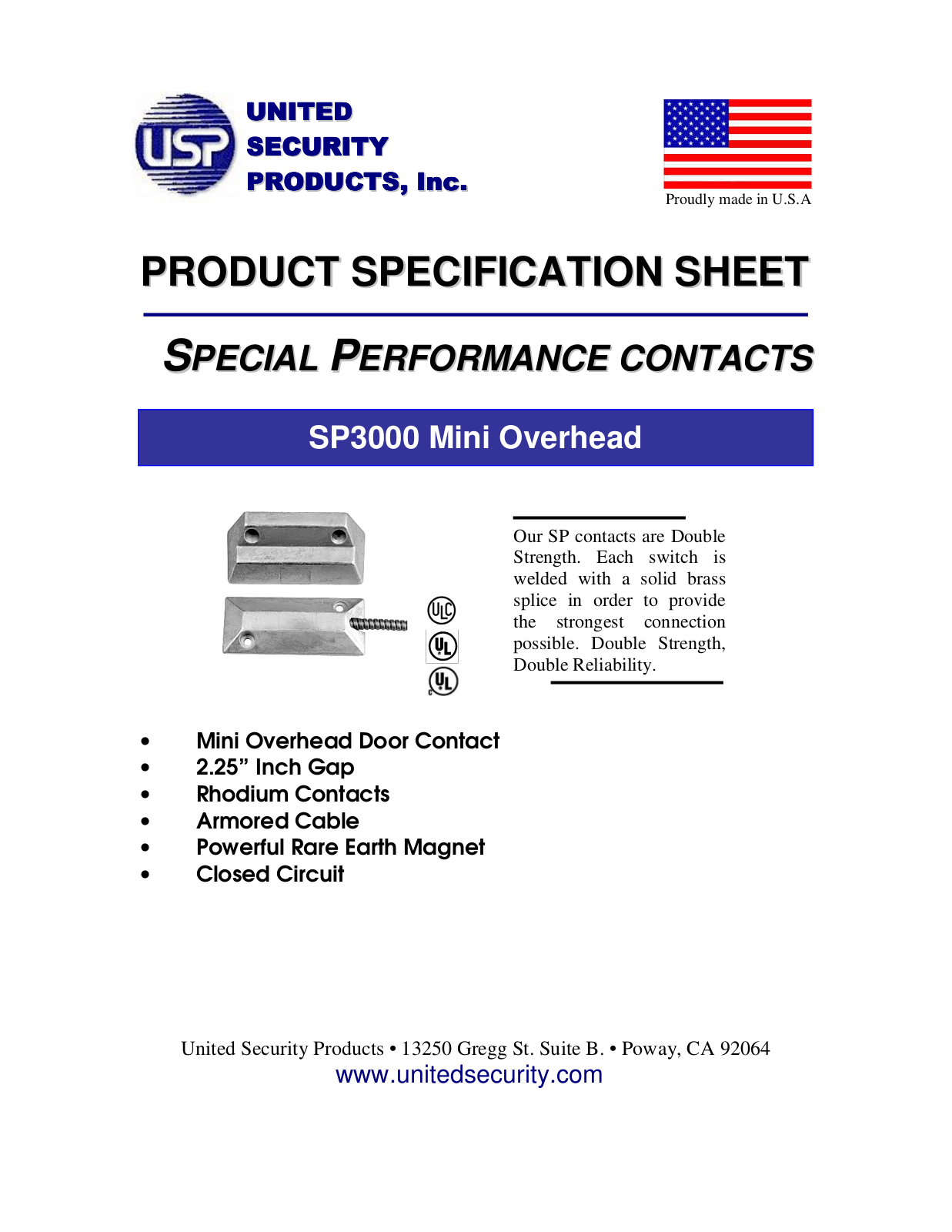 United Security Products SP3000 Specsheet