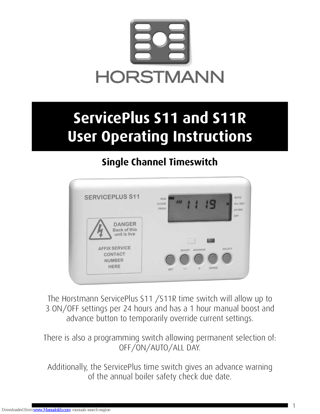 Horstmann ServicePlus S11, ServicePlus S11R User Operating Instructions Manual