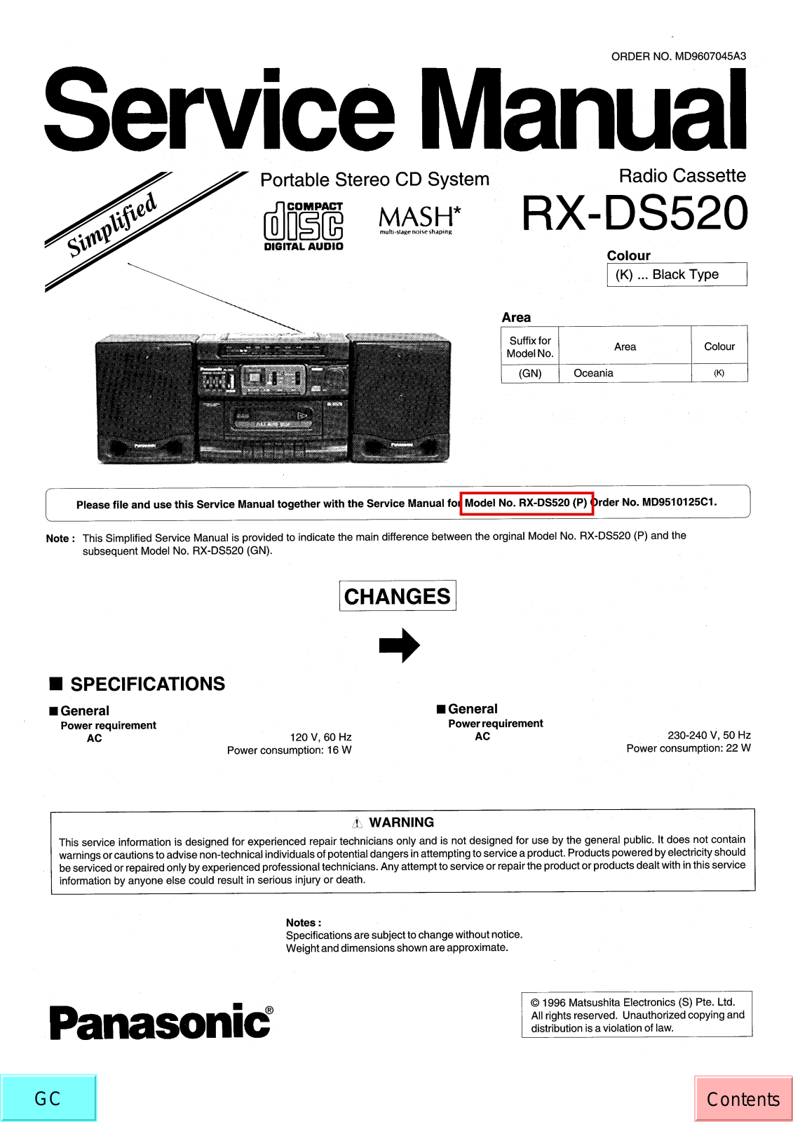 JVC RX DS520 GN Service Manual