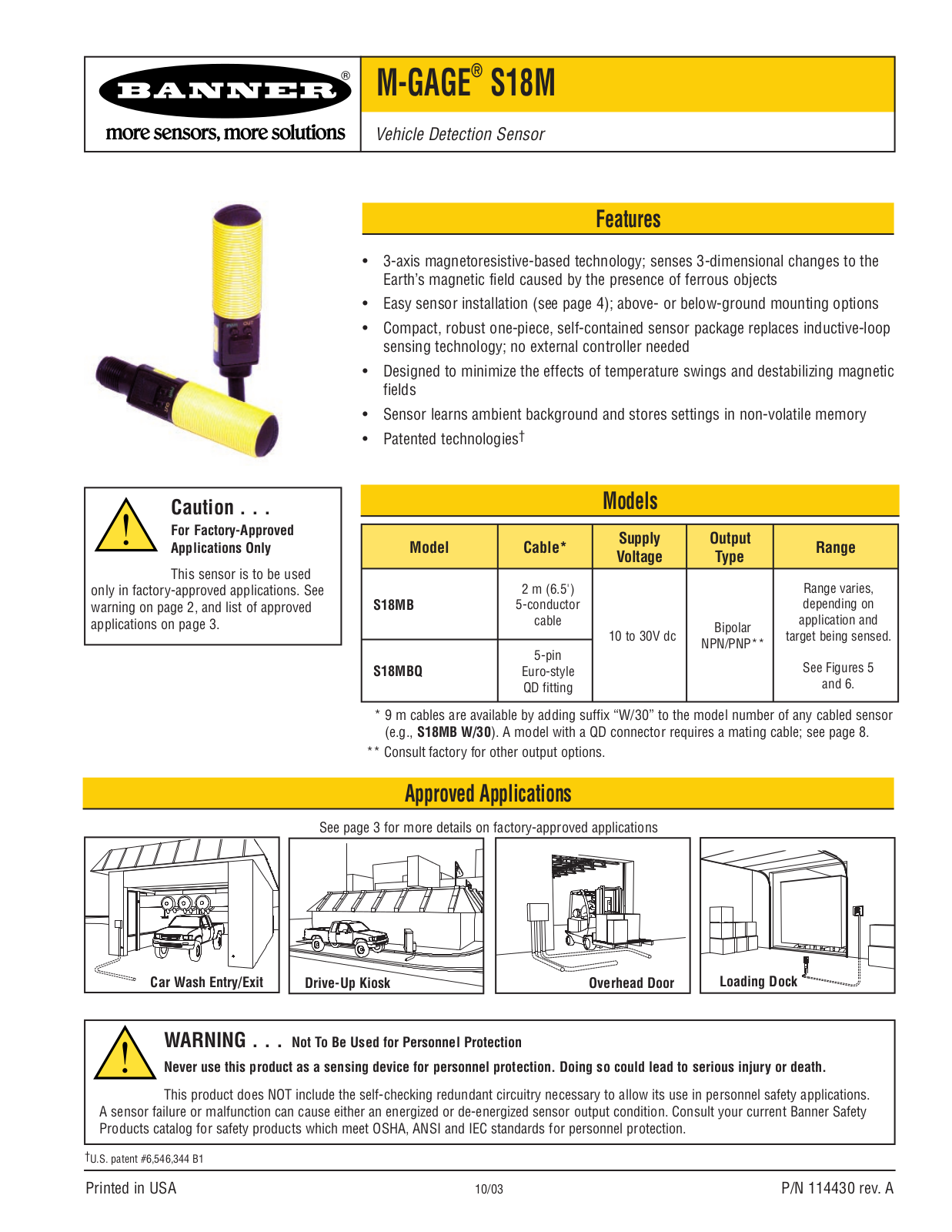 Banner American Products S18M User Manual