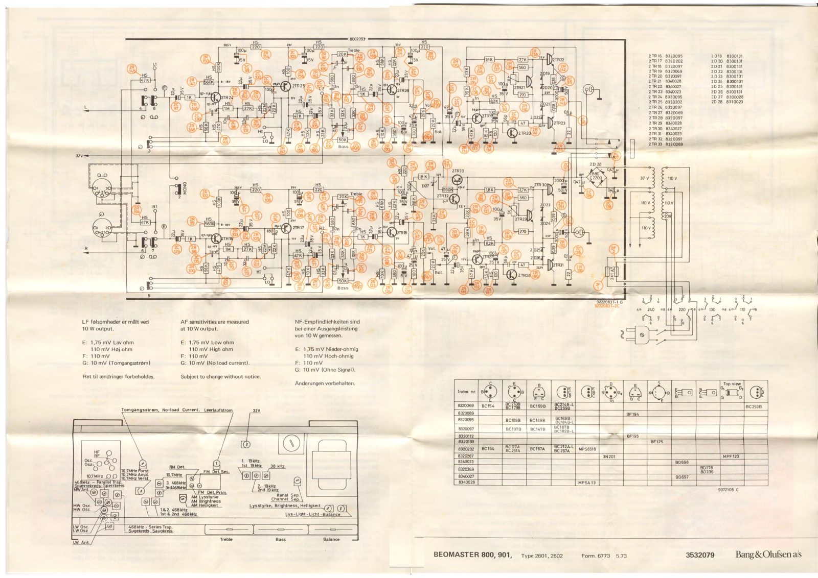 Bang Olufsen Beomaster 800 Schematic