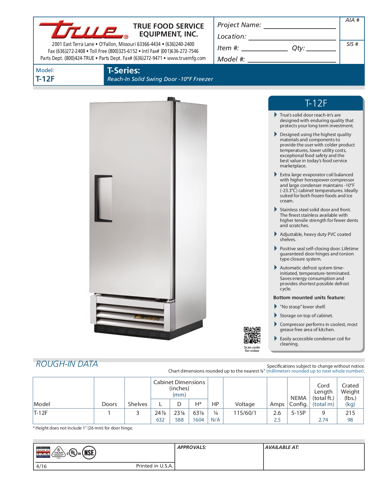 True T-12F User Manual