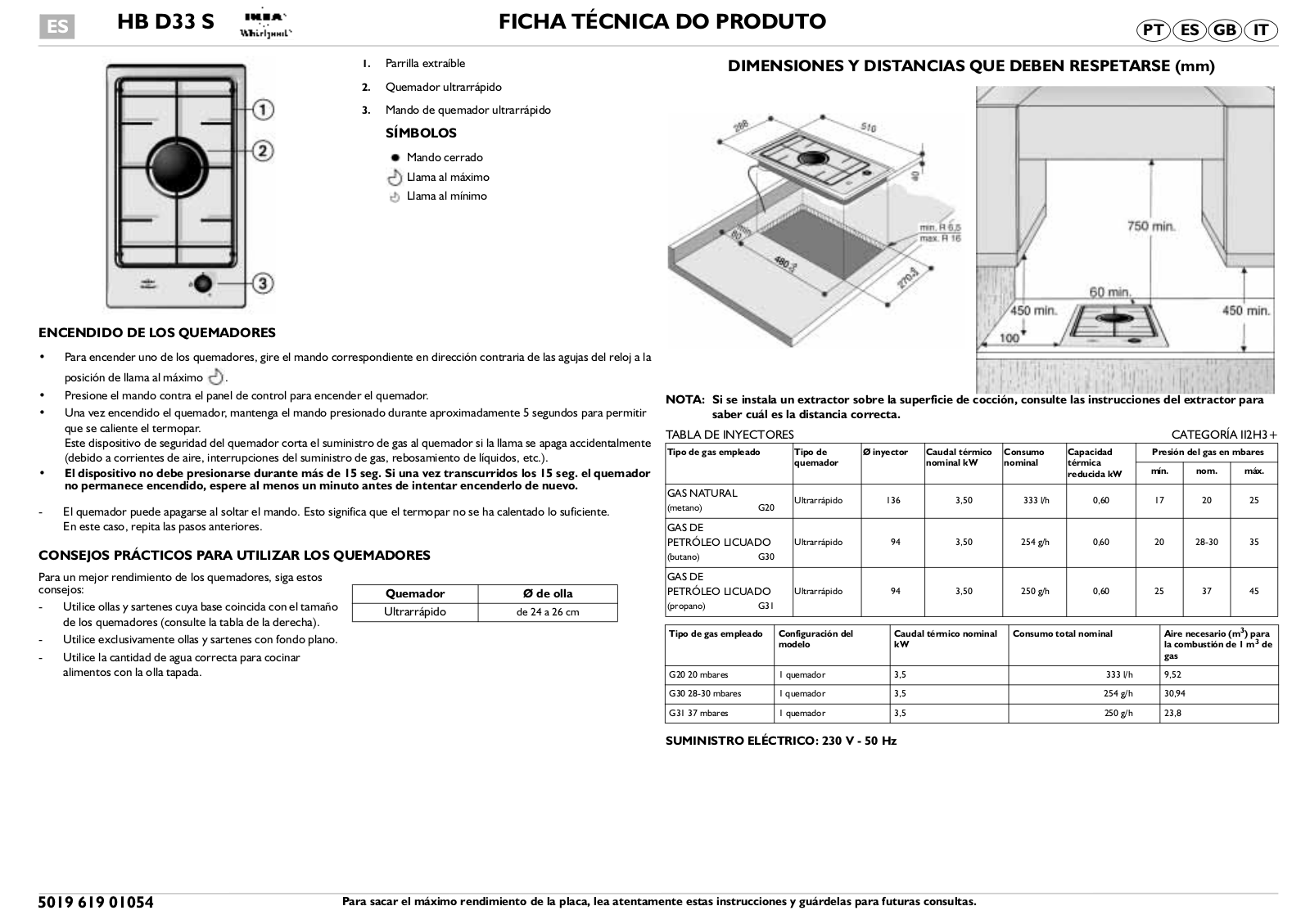 Whirlpool HB D33 S PROGRAM CHART