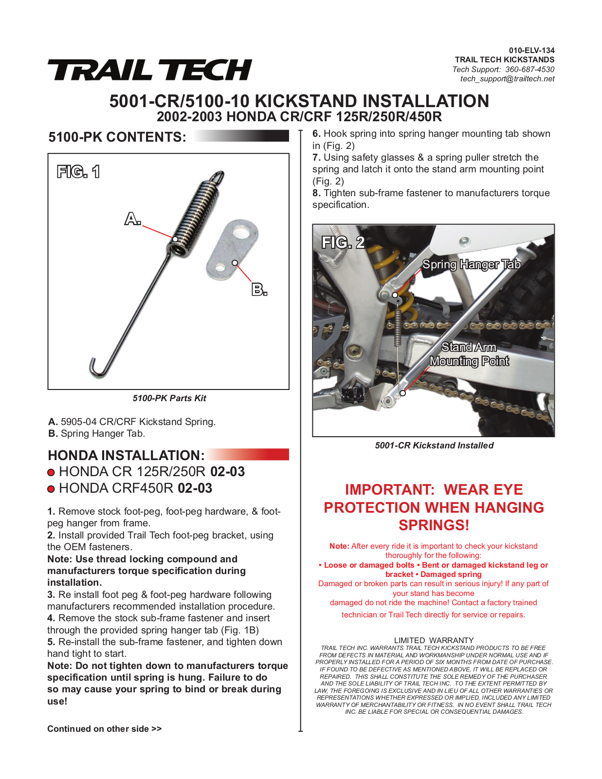 Trail Tech 5001-CR User Manual