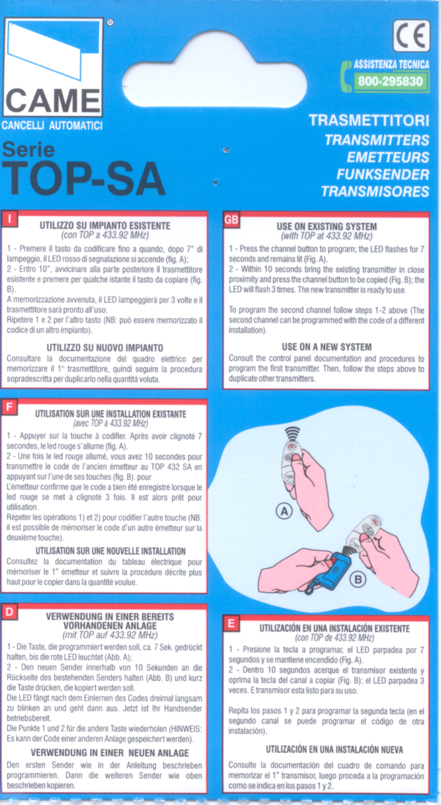 Came Cancelli Automatici ATO2 Users Manual