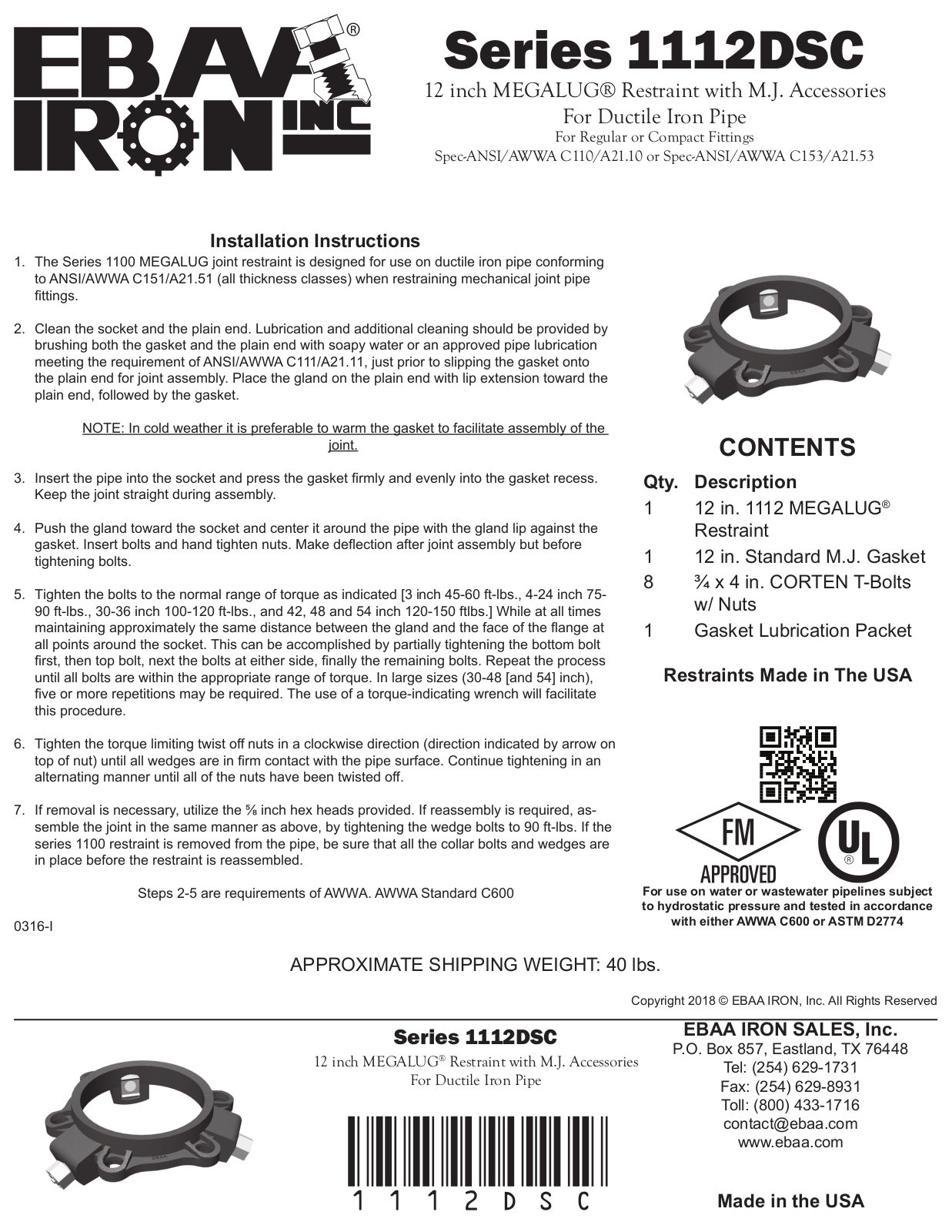 EBAA Iron 1112DSC Installation Manual